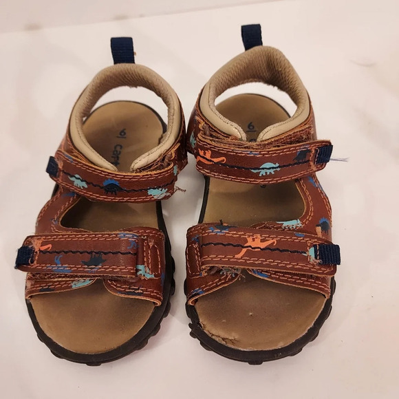 Carter's Brown and Dinosaur Karter Hook and Loop Play Sandals in Size 6 - Picture 7 of 11